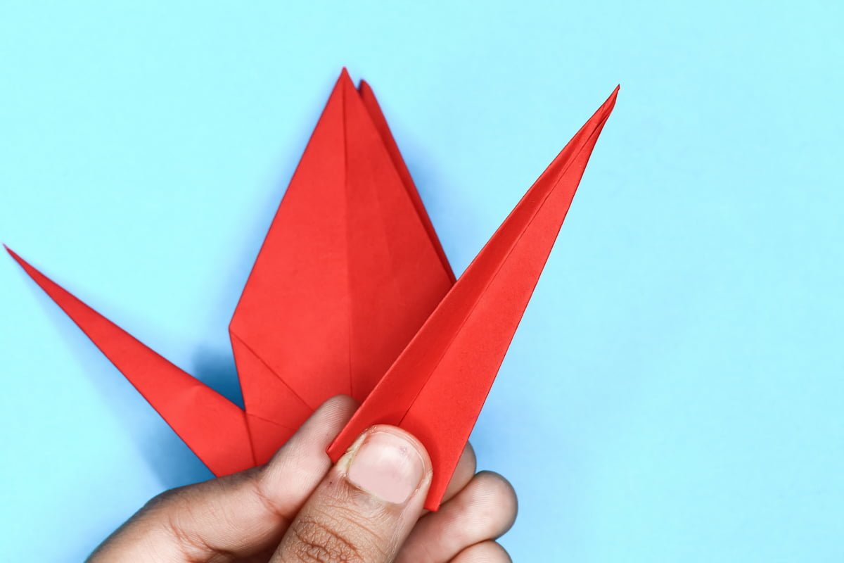 Crane origami step 34