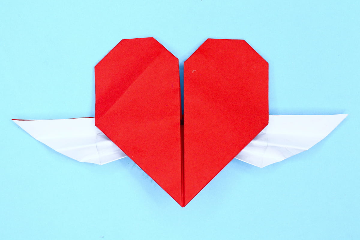 How to Make an Origami Heart with Wings - Origami Way